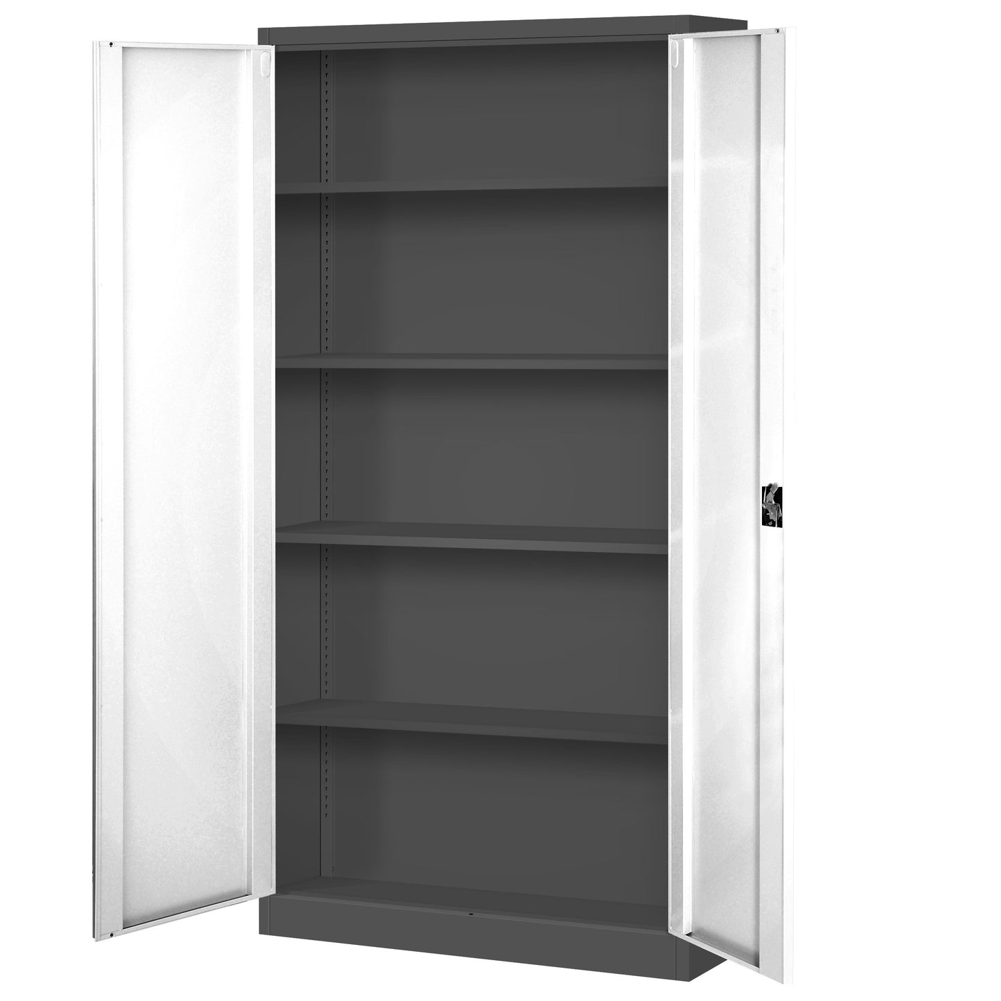 Jan Nowak 4er Set Aktenschrank C001 Metallschrank Stahlschrank Werkzeugschrank Büroschrank Lagerschrank Universalschrank Pulverbeschichtung Flügeltüren 185 cm x 90 cm x 40 cm (anthrazit/weiß)