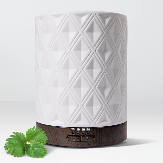 Earnest Living Ätherisches Öl Diffusor Weiß Keramik Diffusor 250ml Timer Nachtlichter und Auto Off Funktion Home Office Aromatherapie Diffusoren für ätherische Öle Geschenk