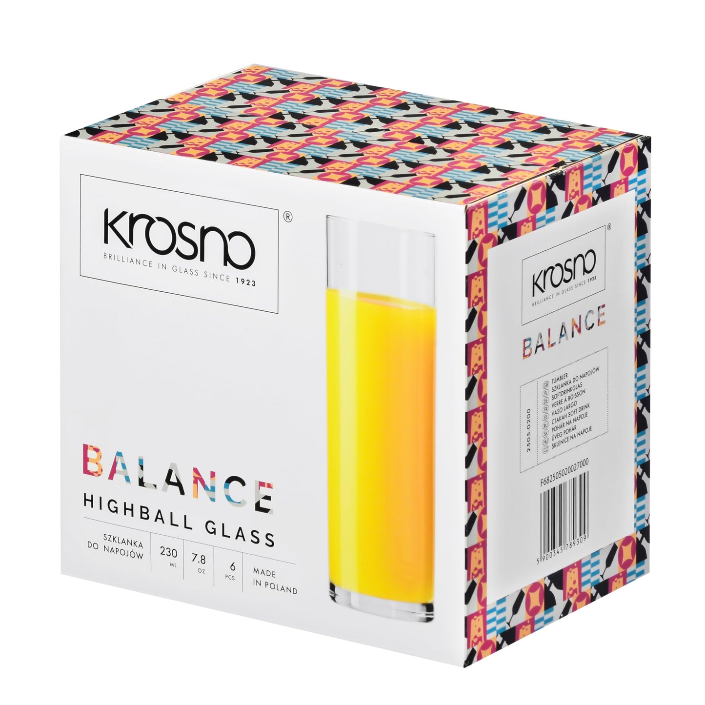 Krosno Getränke Glas Wassergläser, zartes, leichtes Glas| 6-teiliges Set | 200 ml | Pure Kollektion | Perfekt für Zuhause, Restaurants und für Partys und Veranstaltungen | Spülmaschinenfest