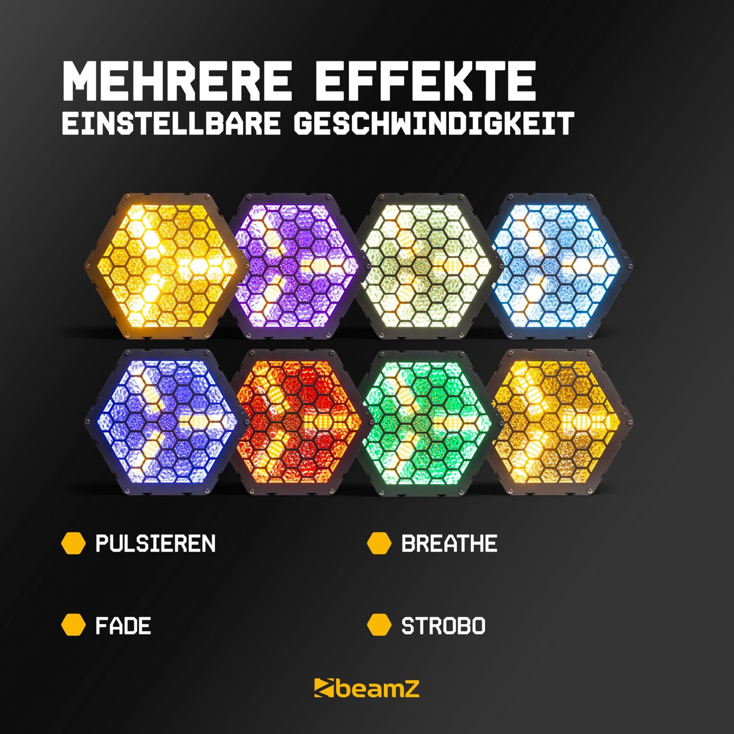 BeamZ RB90 Retro Stage Blinder 3 x 30 Watt LED Effektstrahler DMX Licht, 3-in-1 Bühnenlicht Deko DJ Lichtanlage Party, Lichtorgel Warmweiß, 72x RGB-SMD-LEDs, Stroboskop, Disco Beleuchtung