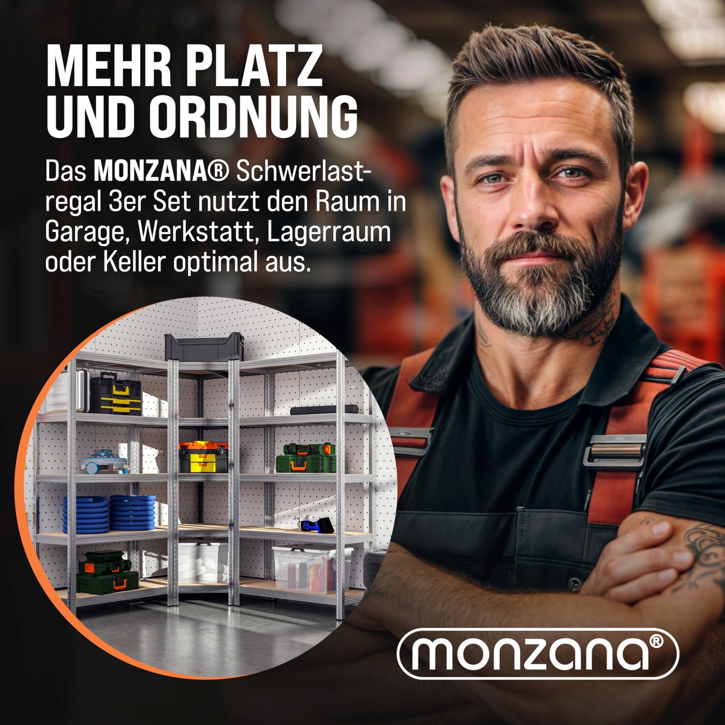 Monzana® 3er Set Schwerlastregal Eckregal 2625 kg 15 MDF-Platten Regal Lagerregal Kellerregal Steckregal Werkstattregal