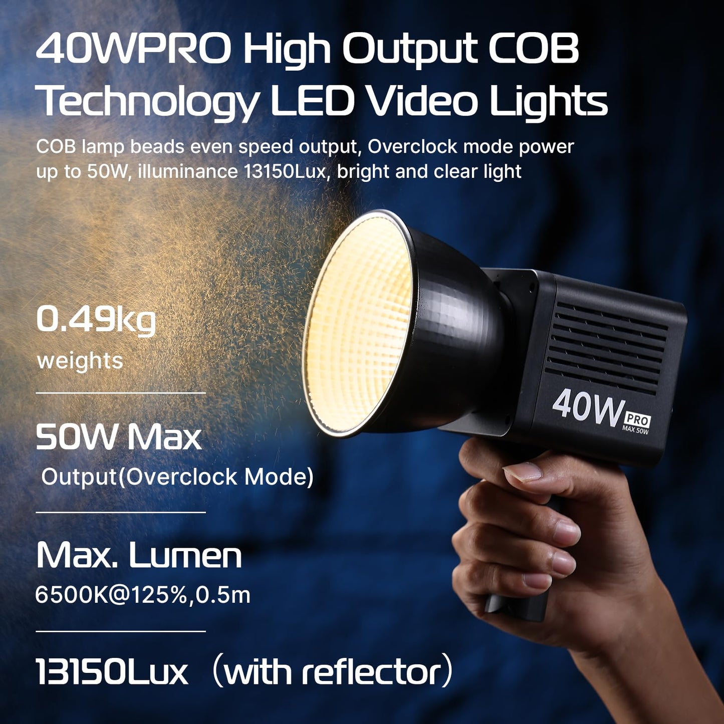 ULANZI Tragbares 40W Pro LED Videolicht mit Eingebautem 3400-mAh-Akku, Mini-COB-Beleuchtung mit Zwei Farbtemperaturen aus Metall, Dauerlichtleistung, Handscheinwerfer 2500 K-6500 K für Videos