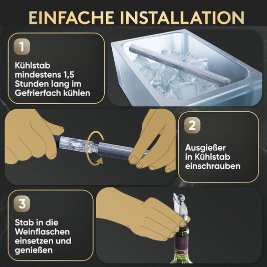 SilverRack Weinkühler Stab mit Ausgießer - Kühlstab für Weinflaschen aus Edelstahl - Wine Chiller Stick - Weinkühlstab Geschenkset - Weinstab Kühler mit Weinausgießer Set - Flaschenkühler