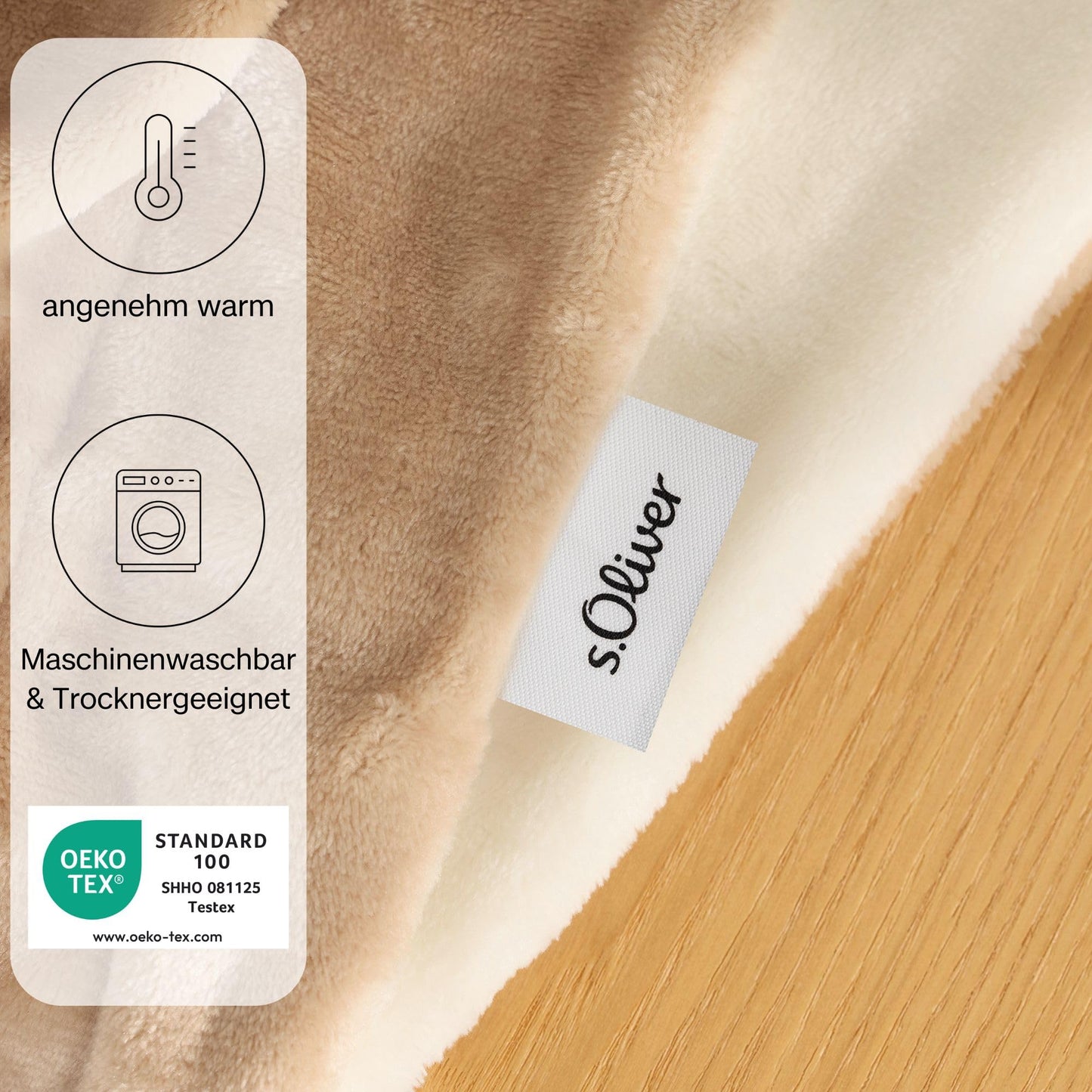 s.Oliver Doublesoft Kuscheldecke 150x200 - super kuschelig & warm, Polyesterflausch Decke beige Creme