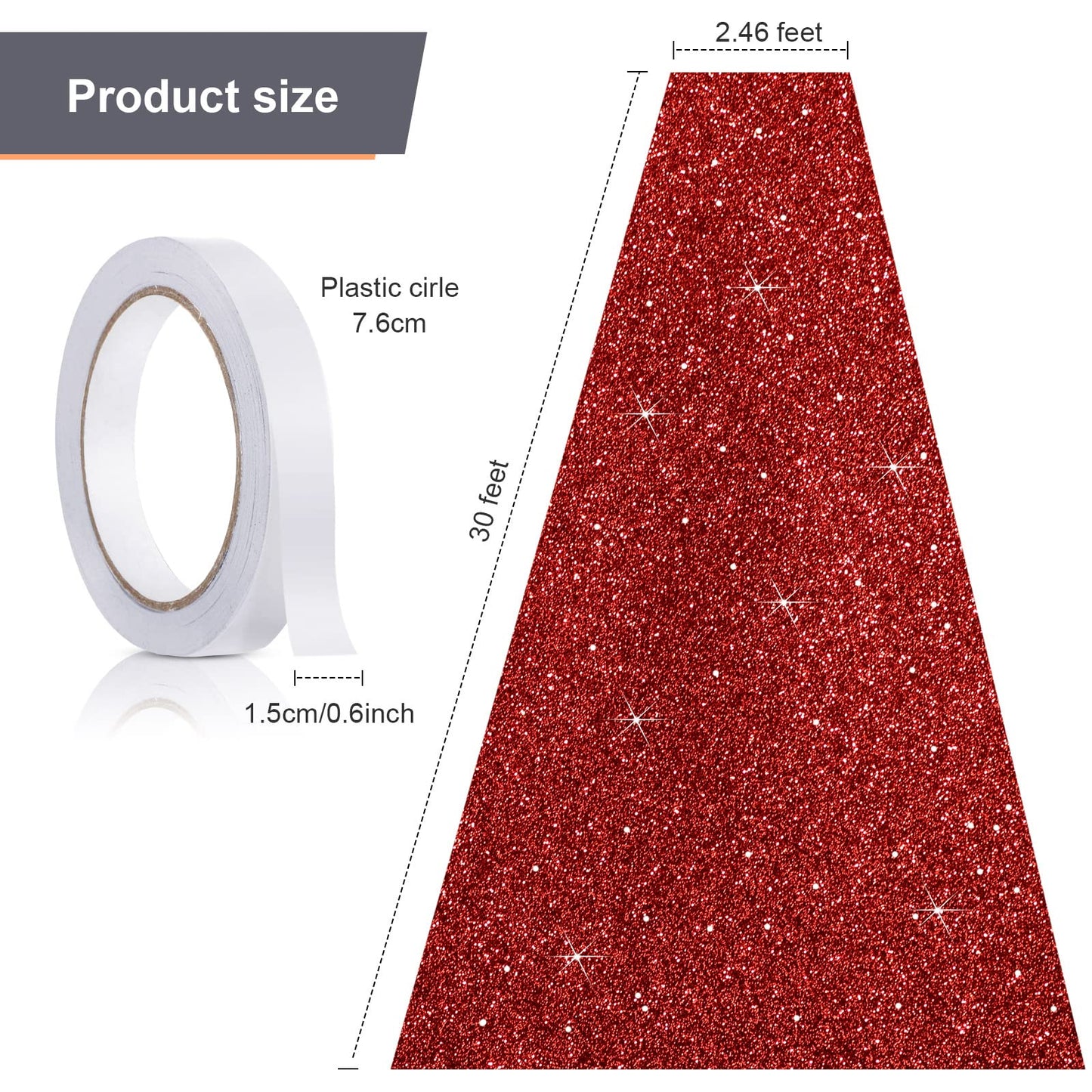 Tatuo 75 cm x 9,14 m Roter Teppich Läufer Hochzeit Teppich VIP Eventteppich mit Teppich Klebeband 55 GSM Dicke Flur Teppich für Weihnachten Verlobung Innen Draußen Kirche Deko (Glitzer Rot)