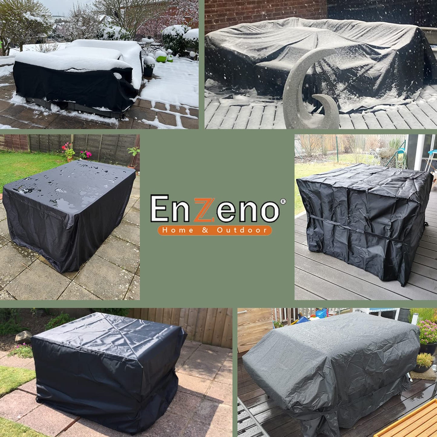 Enzeno Loungemöbel Abdeckung 200x200cm, Wasserdicht Abdeckplane Gartenmöbel, Lounge für L-Form, Gartenlounge Abdeckhauben für Tische und Stühle, Winterfest Möbelsets