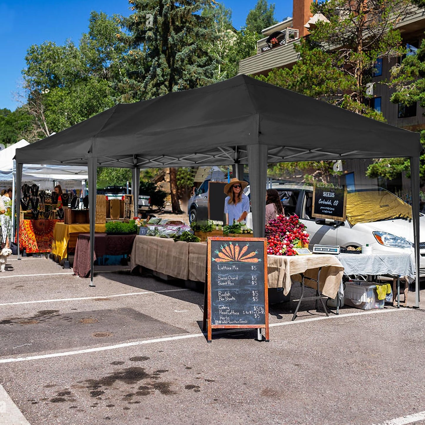 COBIZI Faltpavillon 3x6 Pavillon wasserdicht Winterfest, Pop Up Pavillon Klappbar 3x6 Zelt mit 6 Seitenwnden|3 Höhenverstellbar|UV-Schutz|Gardenpavillon Partyzelt 3x6 für Markt, Freien Event, Schwarz