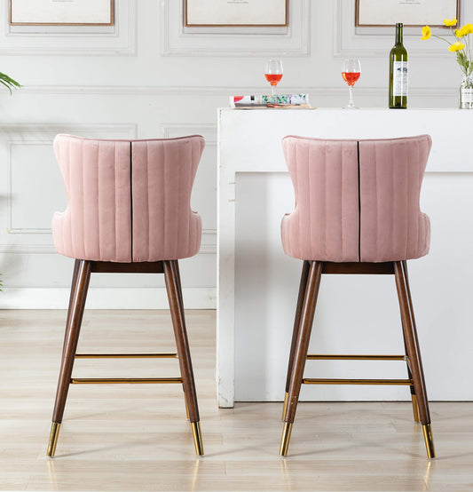 Roundhill Furniture Leland Barhocker, gepolstert, mit Flügelrücken, 2 Stück, Rosa