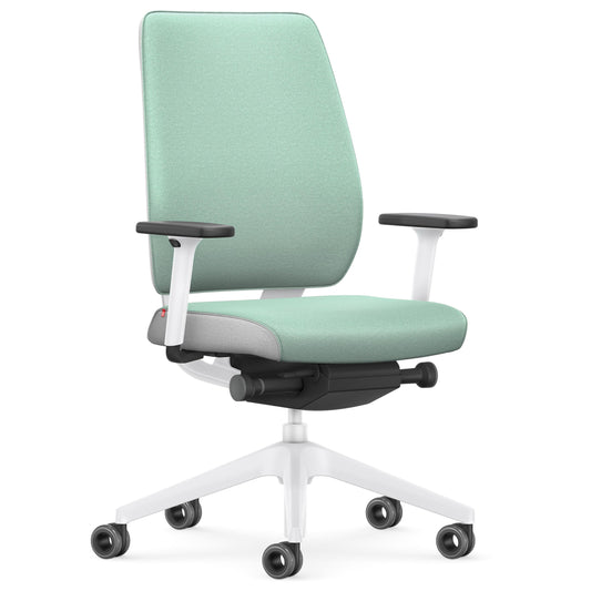 Interstuhl Joyce Interior Edition - ergonomischer Bürostuhl - Schreibtischstuhl mit Synchromechanik - verstellbare Rückenlehne und Lordose - Designer-Rollen (Türkis | Weiß)