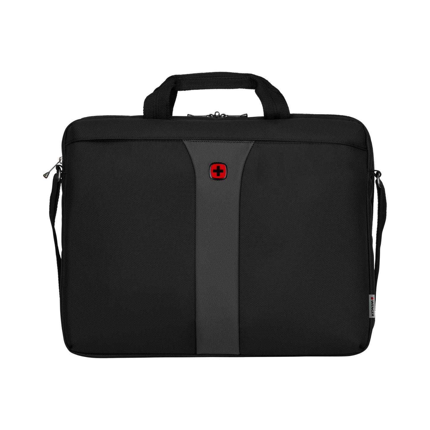 WENGER Legacy 17 Laptop-Tasche zum Umhängen, Notebook bis 17 Zoll, Aktentasche, Organizer, 12 l, Damen Herren, Büro Business-Reisen Uni, Schwarz/Grau, 600654