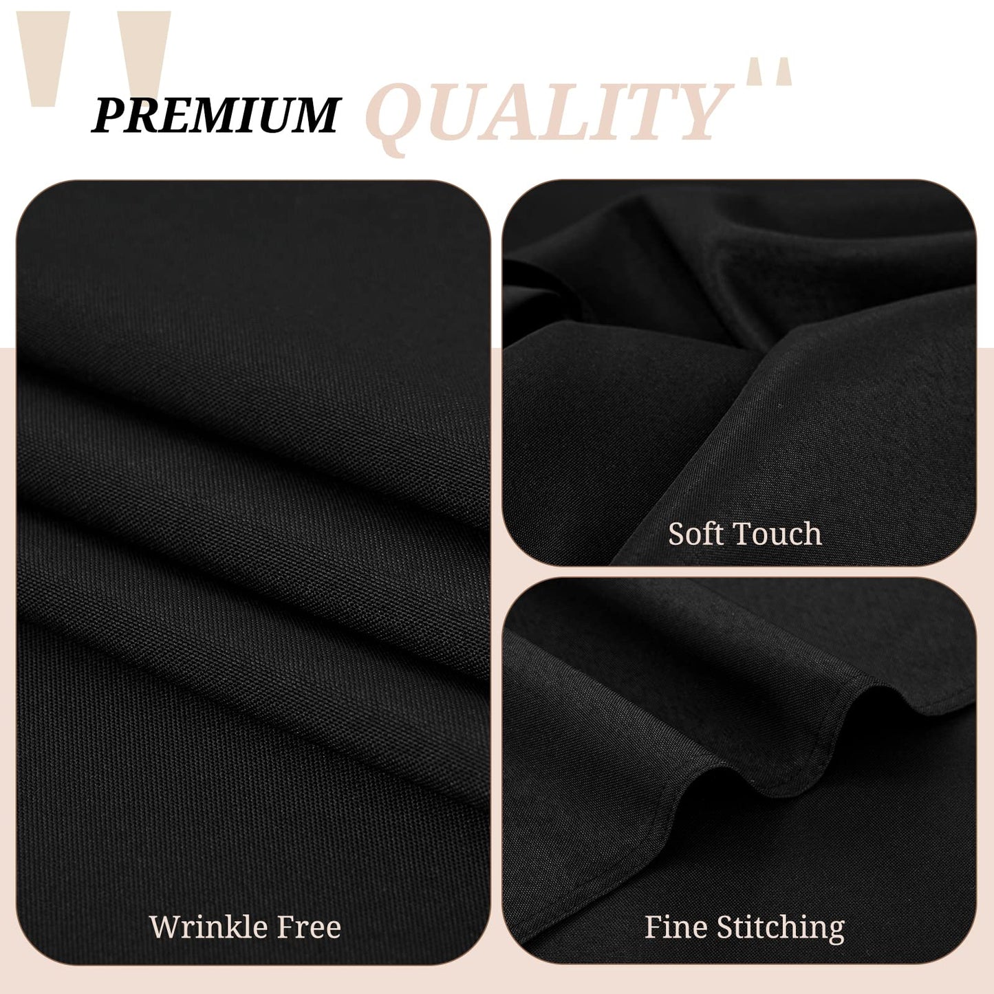 2er-Pack Schwarze rechteckige Tischdecke 153×260cm, waschbare rechteckige Tischdecke aus Polyestergewebe für 6 Ft Tisch perfekt für Geburtstag, Hochzeit, Bankett, Restaurant, Party, Babyparty