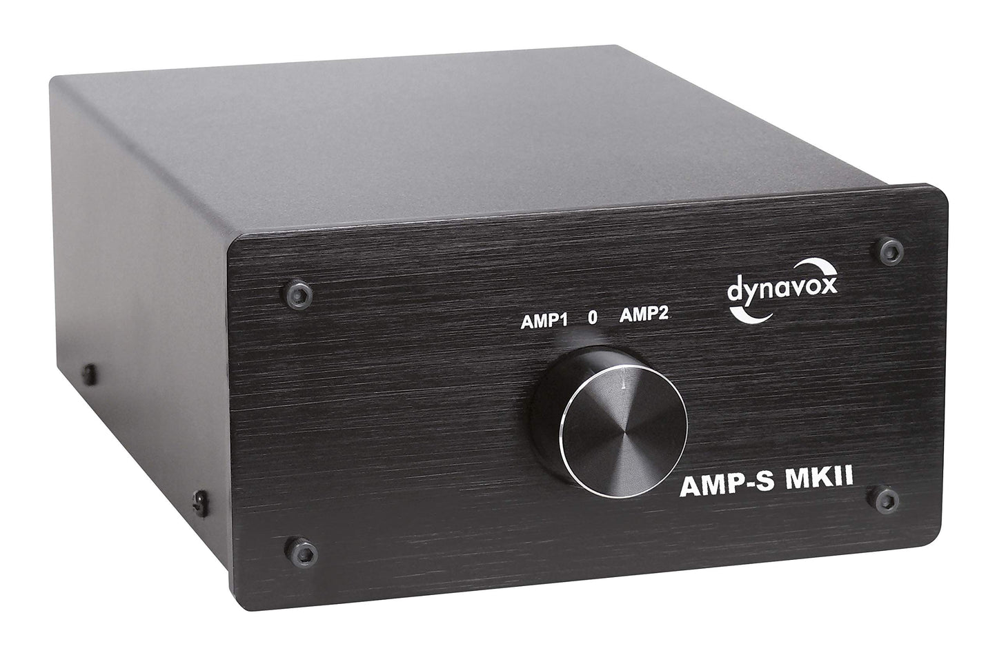 Dynavox AMP-S MKII, Verstärker- und Boxen-Umschalter in Metallgehäuse, für Stereo- und Surround-Verstärker, Verbindung über Bananenstecker oder Klemmanschluss, Schwarz