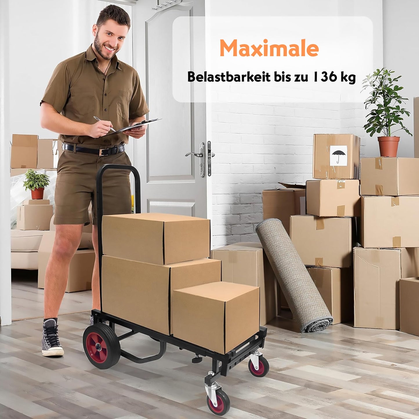 Pyle Plattformwagen - Transportwagen, Handwagen Faltbar - Transportkarre klappbar, Rollwagen Transporthilfe, Paketwagen, bis zu 136kg, Lager, Lieferung