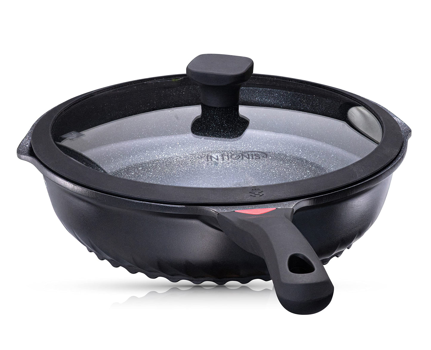 INTIGNIS® Premium-Bratpfanne mit Deckel, Kratzfest, 28 cm, Extra Tief, Kompatibel mit allen Herdarten, Einschließlich Induktion, Frei von Chemikalien, Super Antihaftbeschichtet