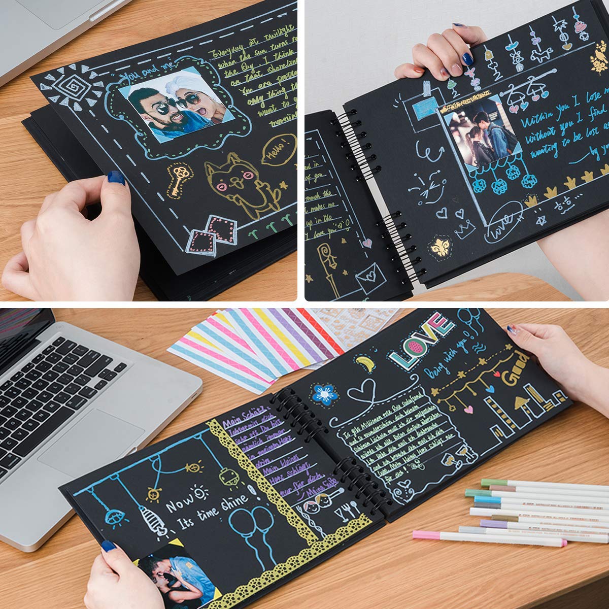 KASZOO Fotoalbum, Fotoalbum zum Selbstgestalten, DIY Fotobuch 80 Seiten, Kann als Abschluss Geschenk, Geburtstagsgeschenk, Hochzeitstagsgeschenk, Valentinstagsgeschenk und mehr verwendet Werden