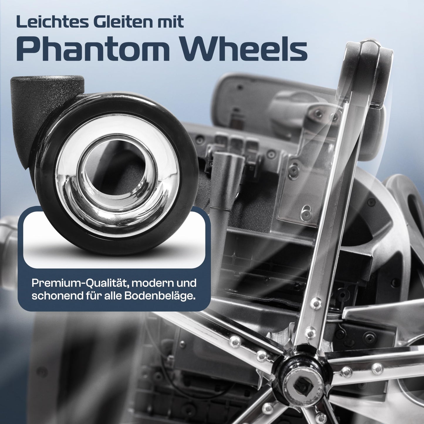 CLOUVOU MasterSeat Bürostuhl Ergonomisch | Schreibtischstuhl [QuantumFlex, 4D-Chrom-Metallarmlehne, Phantom Wheels] | Büro Stuhl, Computerstuhl Home Office Chair Ergonomic, Drehstuhl 150 kg