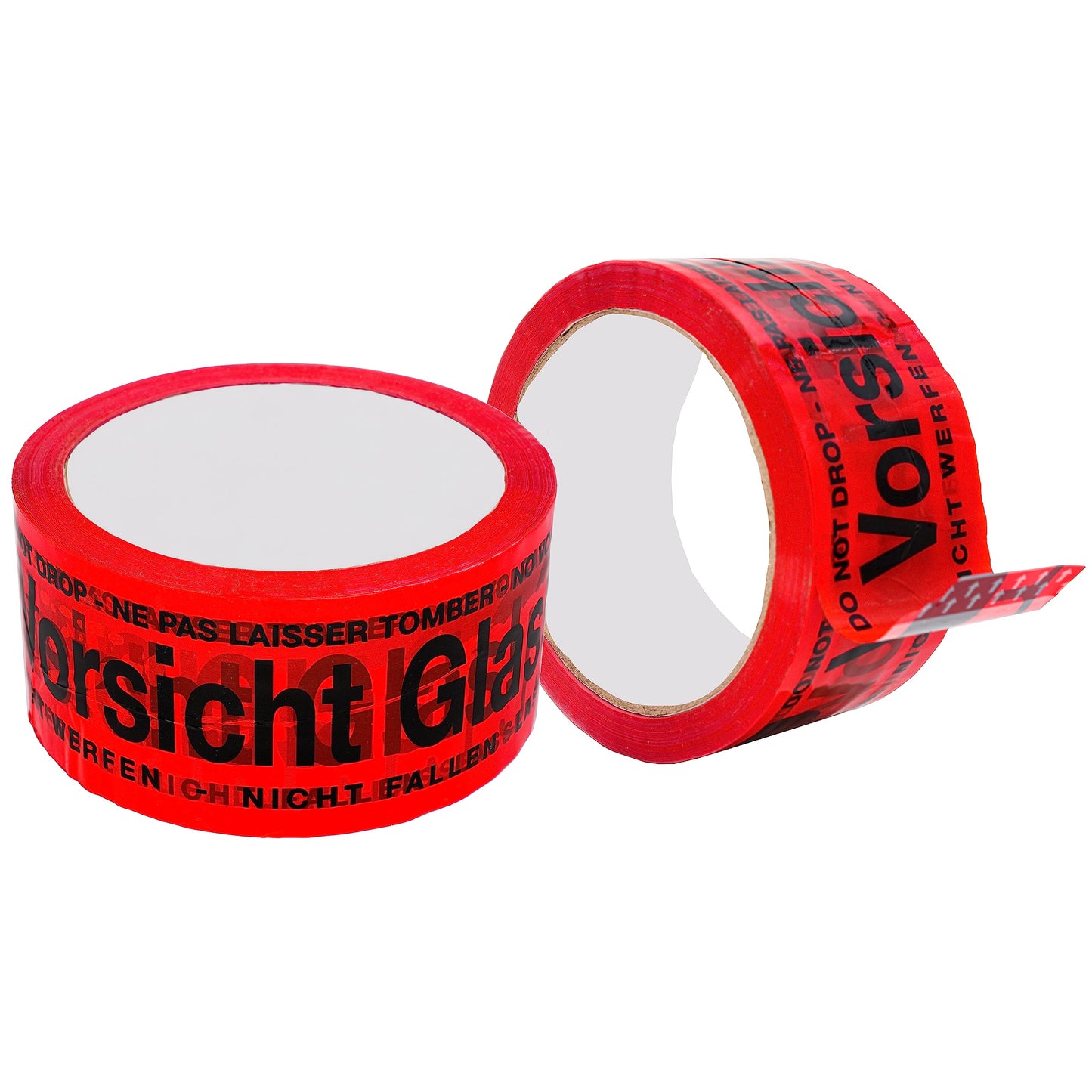 BIGtec 6 Rollen Paketklebeband Vorsicht Glas Klebeband Packband Paketband Verpackungsband Kartonband Standard 66m lang 48mm breit rot Verpackungsmaterial Paket Karton