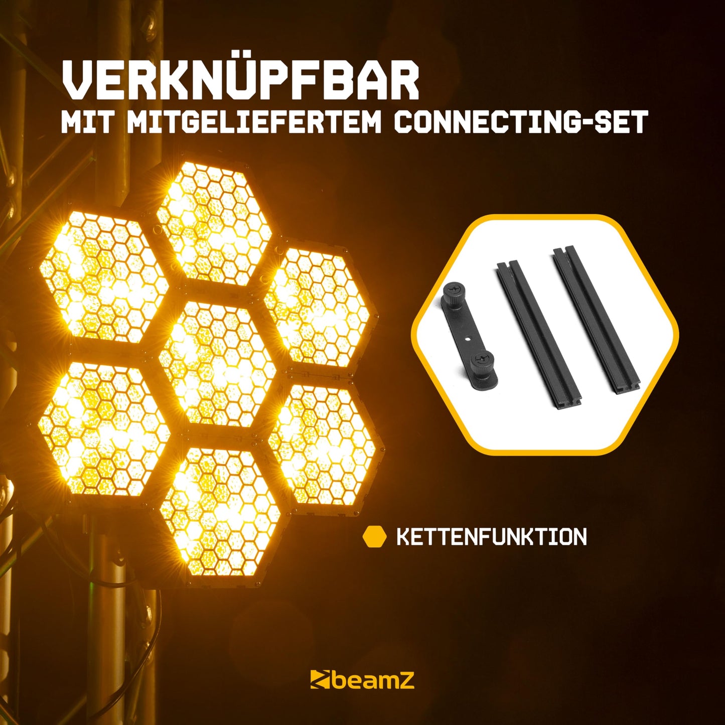 BeamZ RB90 Retro Stage Blinder 3 x 30 Watt LED Effektstrahler DMX Licht, 3-in-1 Bühnenlicht Deko DJ Lichtanlage Party, Lichtorgel Warmweiß, 72x RGB-SMD-LEDs, Stroboskop, Disco Beleuchtung
