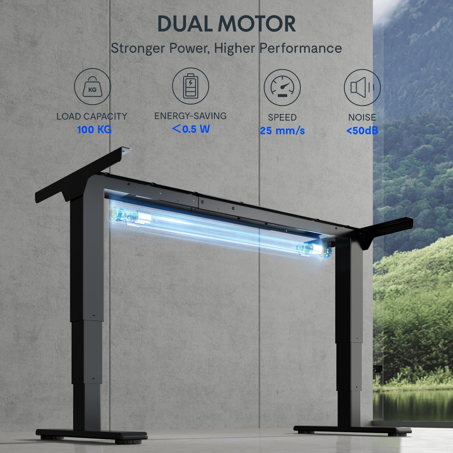Elektrisches Schreibtischgestell – Höhenverstellbar mit Dual-Motor, LED-Display & Anti-Kollisionssystem, Schwarz