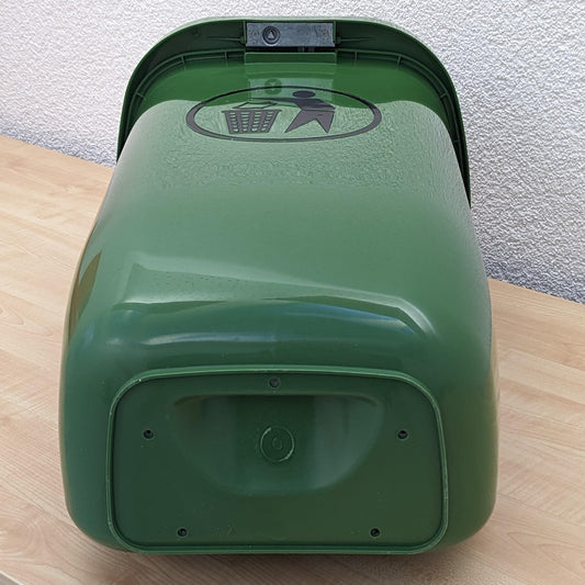 SULO Original Set Abfallbehälter Papierkorb mit Regenhaube | Der Klassiker Made in Germany | 50 Liter | Grün | Mit 2 Befestigungsschellen & 1 Dreikantschlüssel | H740xB432xT256mm