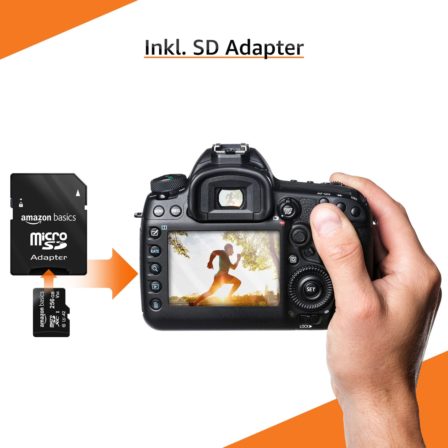 Amazon Basics MicroSDXC, 256 GB, mit SD Adapter, A2, U3, Lesegeschwindigkeit bis zu 100 MB/s, Schwarz