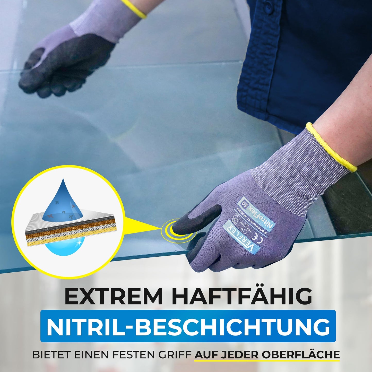 MK-Glove Arbeitshandschuhe Herren aus Nylongewirke (12 Paar) - Präzise und Angenehme Schutzhandschuhe - Robust Montagehandschuhe aus Atmungsaktiv Maschenware - Grau - 10-XL