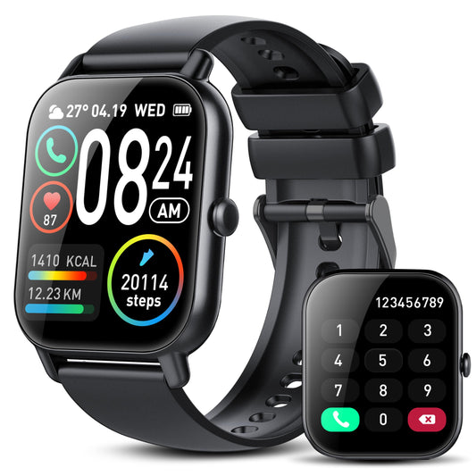 VKROBAG Smartwatch Herren Damen, 1,85" HD Smart Watch mit Telefonfunktion/Message Reminder, 110+ Sportmodi Fitnessuhr mit Puls-Schlaf-Monitor Schrittzähler, IP68 Wasserdicht Sportuhr für Android iOS