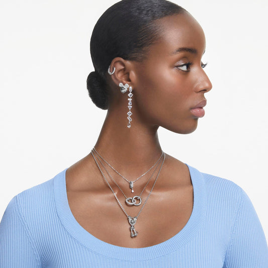 Swarovski Mesmera Drop-Ohrhänger, Weiße und Rhodinierte Ohrringe mit Strahlenden Swarovski Kristallen