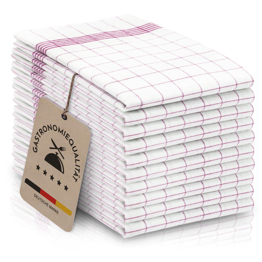 ZOLLNER 10er Set Geschirrtücher Baumwolle in 50x70 cm - super saugstarke und langlebige Küchentücher - waschbar bis 95°C – in rot weiß kariert - Gastronomiequalität - Oeko Tex® Zertifiziert