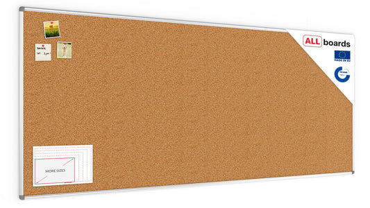 ALLboards Pinnwand mit Aluminiumrahmen 240x100cm, Korktafel Korkwand Pinnwand Kork