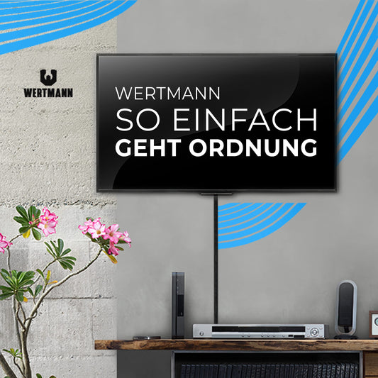 Wertmann Neopren Kabelschlauch [3m] für TV oder PC Kabelmanagement Schreibtisch - Einstellbarer Durchmesser - als Flexibler Kabelkanal Schreibtisch oder als Kabelschutz Katze in schwarz oder weiß