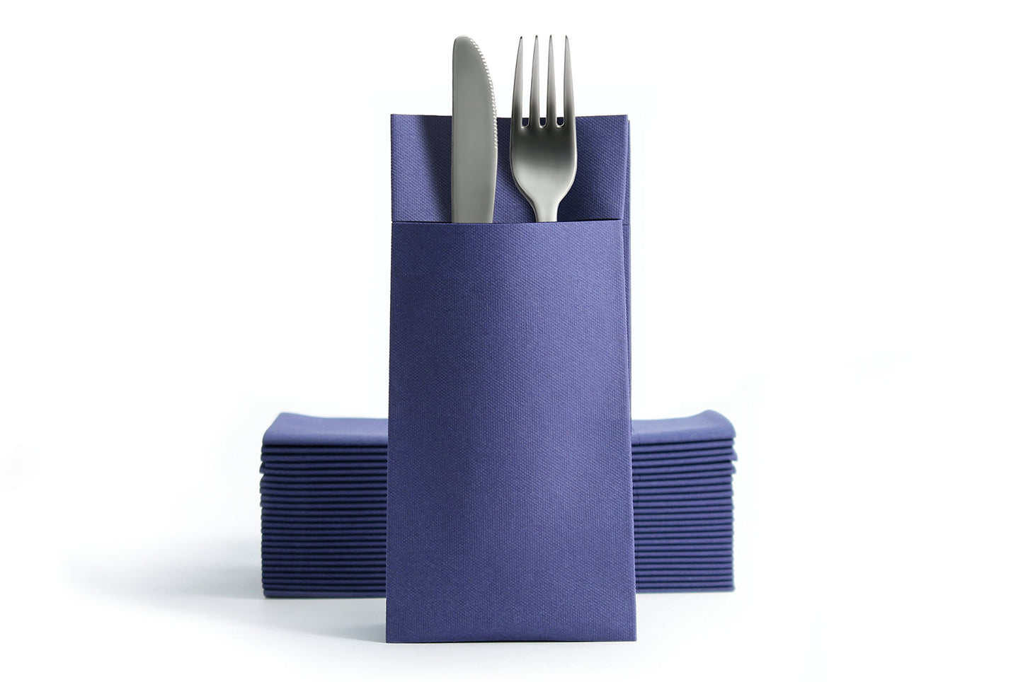 AROBA 100x Airlaid Besteckservietten (Blau, 39x40 cm) - Hochwertige Serviettentaschen - Fertig gefaltete Bestecktaschen - Stoffähnliche Airlaidservietten
