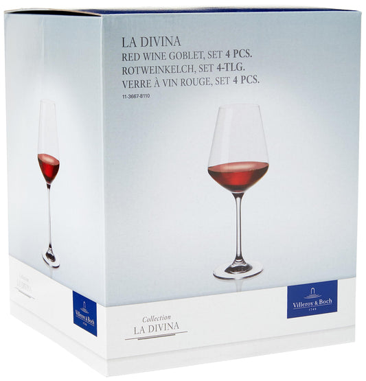 Villeroy & Boch – La Divina Rotweinglas Set 4 teilig Klar, Spülmaschinenfest, Weingläser, Rotwein, Gläser Wein, Kelch Glas, Wassergläser Mit Stiel, Glas Set, Weinglasset, Weinglas Set, Kristallglas