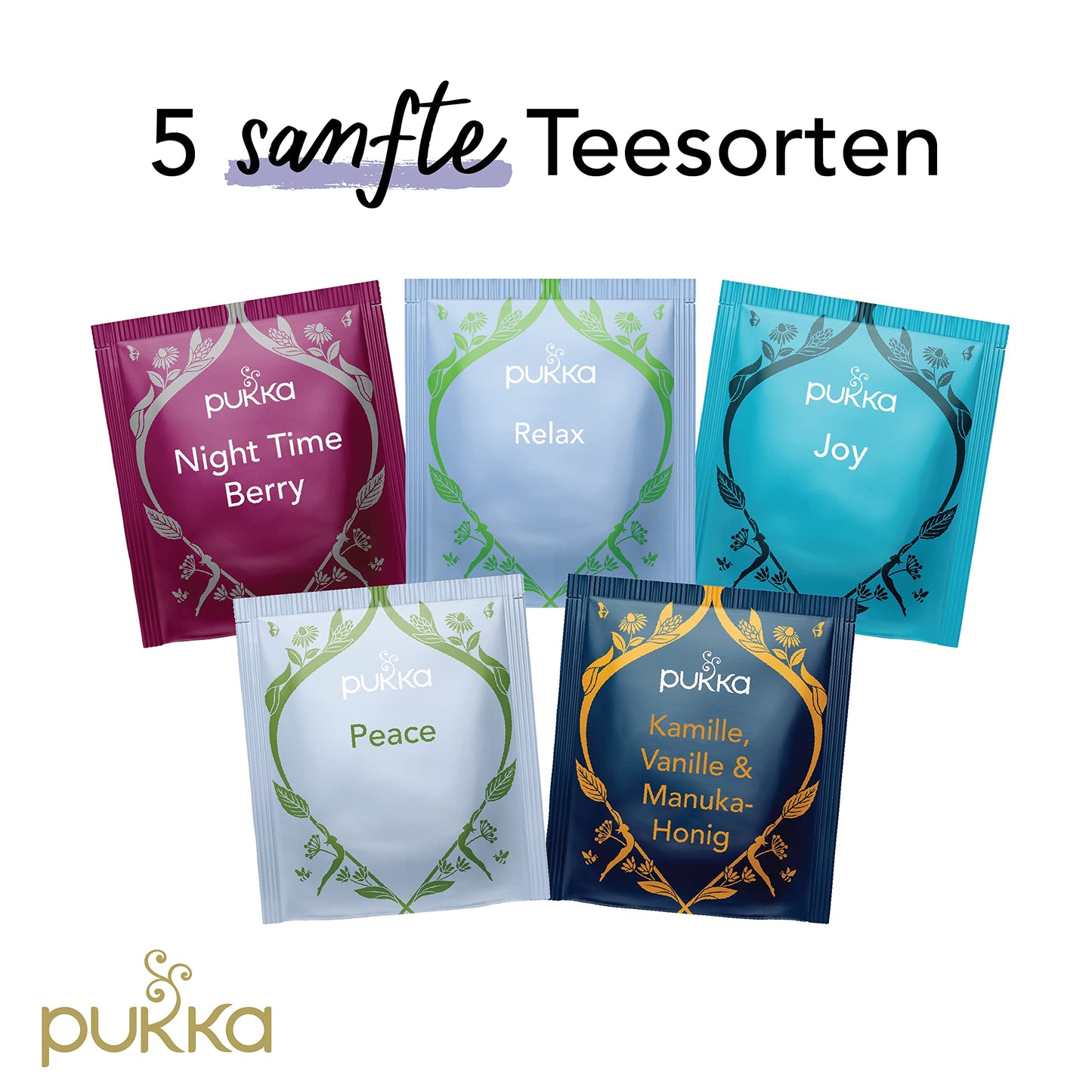 Pukka Tee Geschenkset, Bio Tee Dose "Seelenzauber", Manuka Honig, Kamille, Tee Set, Geschenkidee, 5 Varianten,30 Teebeutel