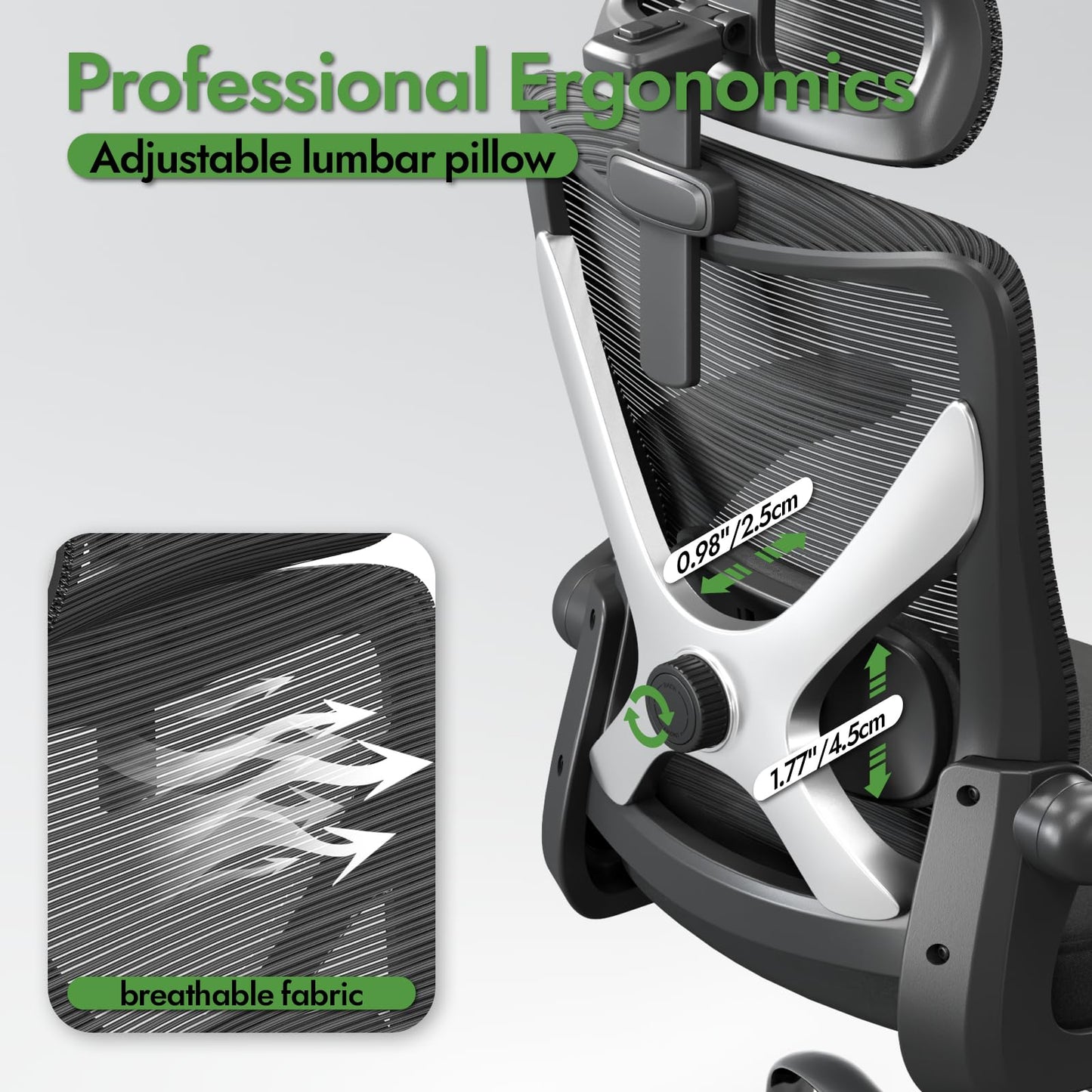 TRALT Ergonomischer Bürostuhl - X-förmiger bequemer Computer-Bürostuhl, Gaming-Stuhl, Bürostuhl mit Lendenwirbelstütze, Netz-Bürostuhl mit Kopfstütze (Schwarz und Silber)