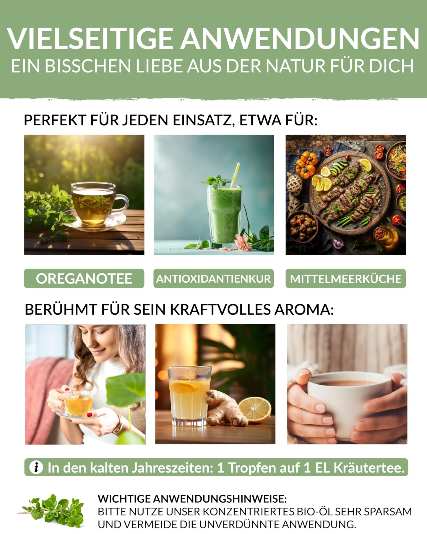 Heldengrün® BIO Oregano Öl [HOCHDOSIERT] mit +82% Carvacrol - Zertifiziertes Lebensmittel zum Einnehmen - Oreganoöl Bio aus Griechenland - Oregano Oil