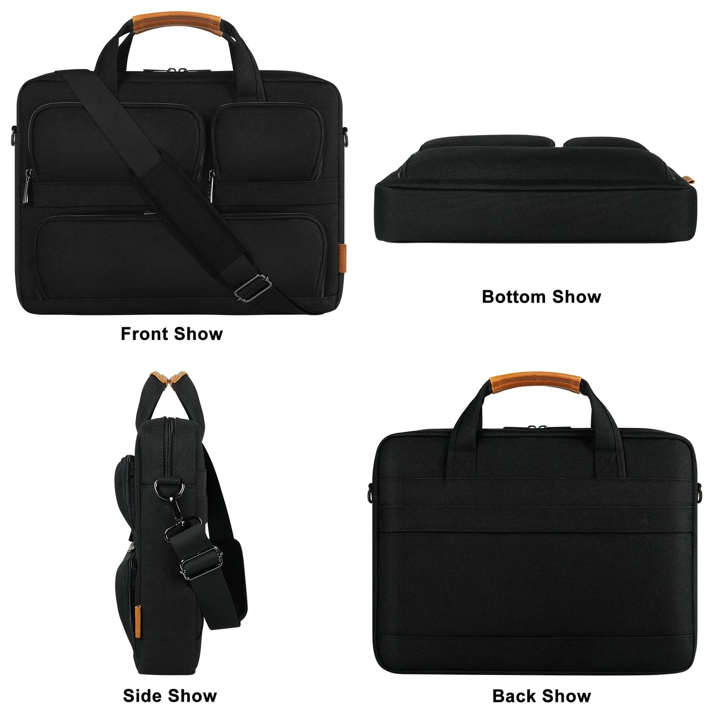 DOMISO 17-17.3 Zoll Laptoptasche Wasserdichte Notebookhülle Business Aktentasche Tragbare Computer Tragetasche mit Schulterriemen für HP ProBook/Lenovo IdeaPad/Acer/Dell/MSI GE76 Raider,Schwarz