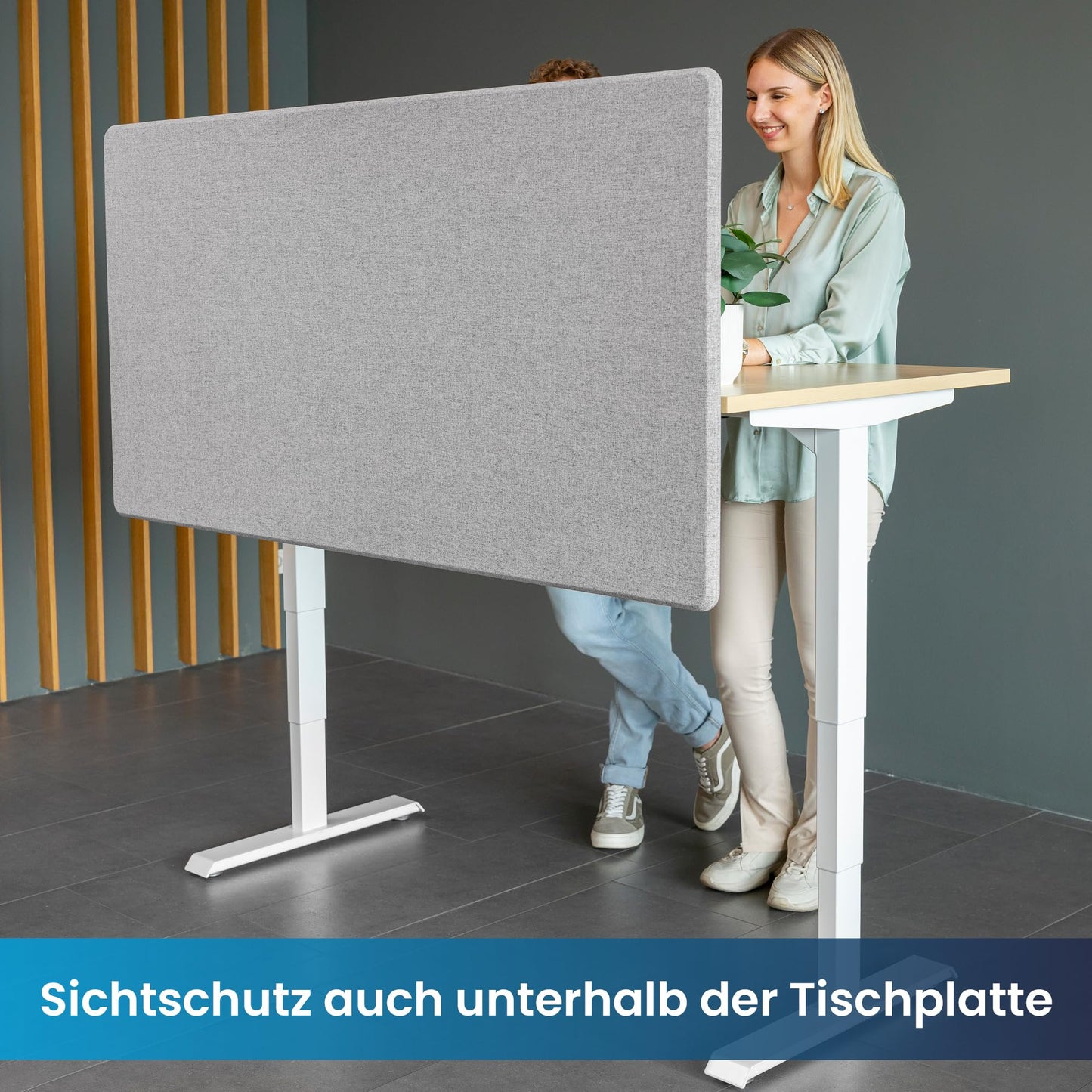 Ergotopia Akustik Trennwand Schreibtisch (120 x 80 x 2,8 cm), Verstellbarer Sichtschutz für Büro | Fokus Tischtrennwand in grau, Schallschutz Raumtrenner mit Klemmen, Schreibtisch Akustikwand