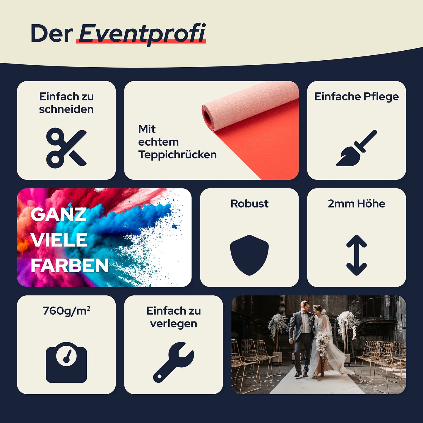 Primaflor Event- & Messeteppich Podium - Hellgrün - 100x400 cm– Robuster Flachfilzteppich mit Rutschfester, schalldämmender Oberfläche – ideal für den Messen, Ausstellungen & Events