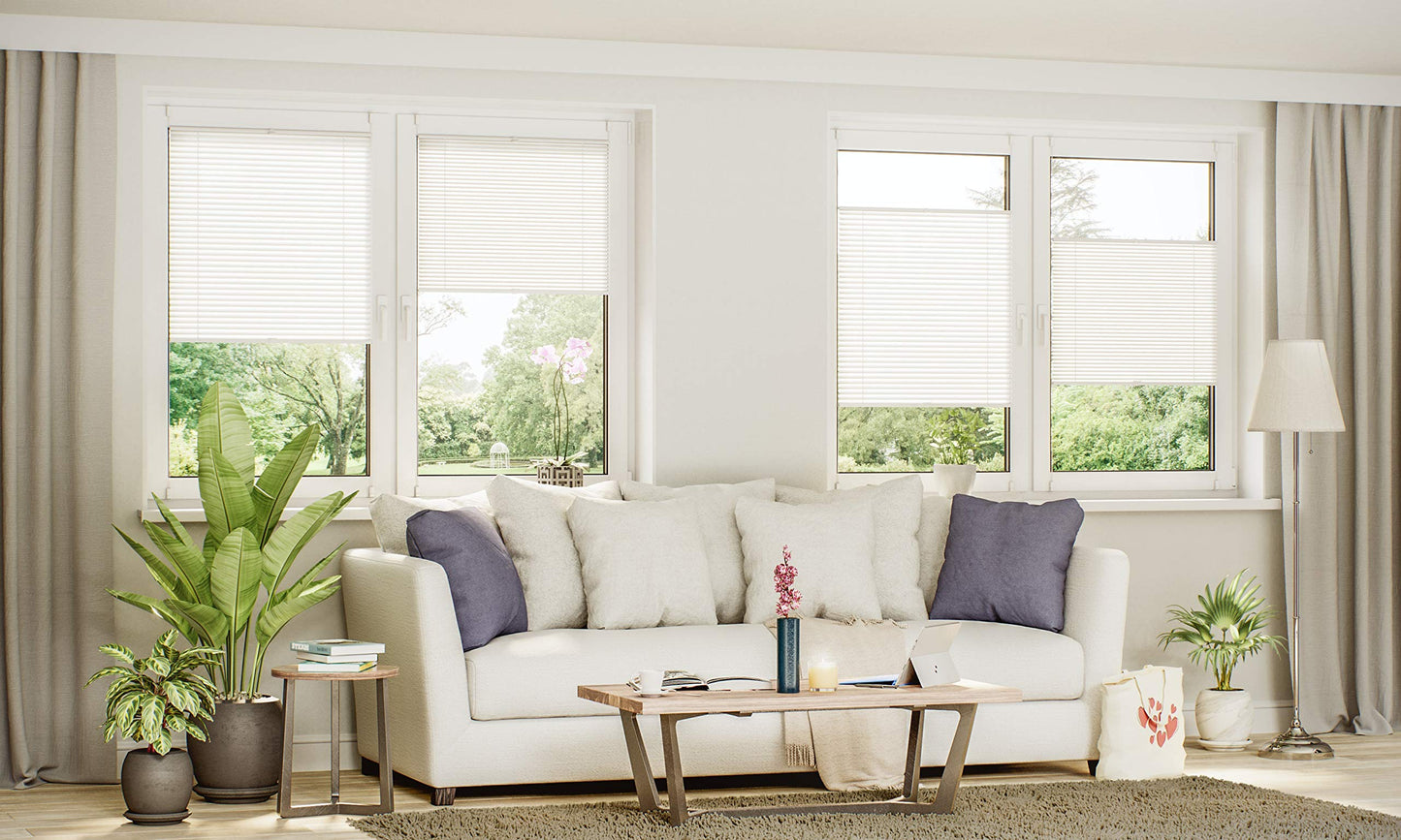Sonello Plissee Klemmfix ohne Bohren 80cm x 100cm Weiß Faltrollo Plisseerollo Jalousie für Tür & Fenster Blickdicht Sichtschutz Sonnenschutz Fertifplissee Rollo