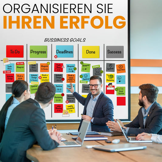 ATWAM - 416 Beschreibbare Magnete & Zubehör MEGA Set - Scrum & Kanban - Magnetstreifen Beschreibbar - Für Whiteboard, Magnettafel, Magnetwand & Kühlschrank