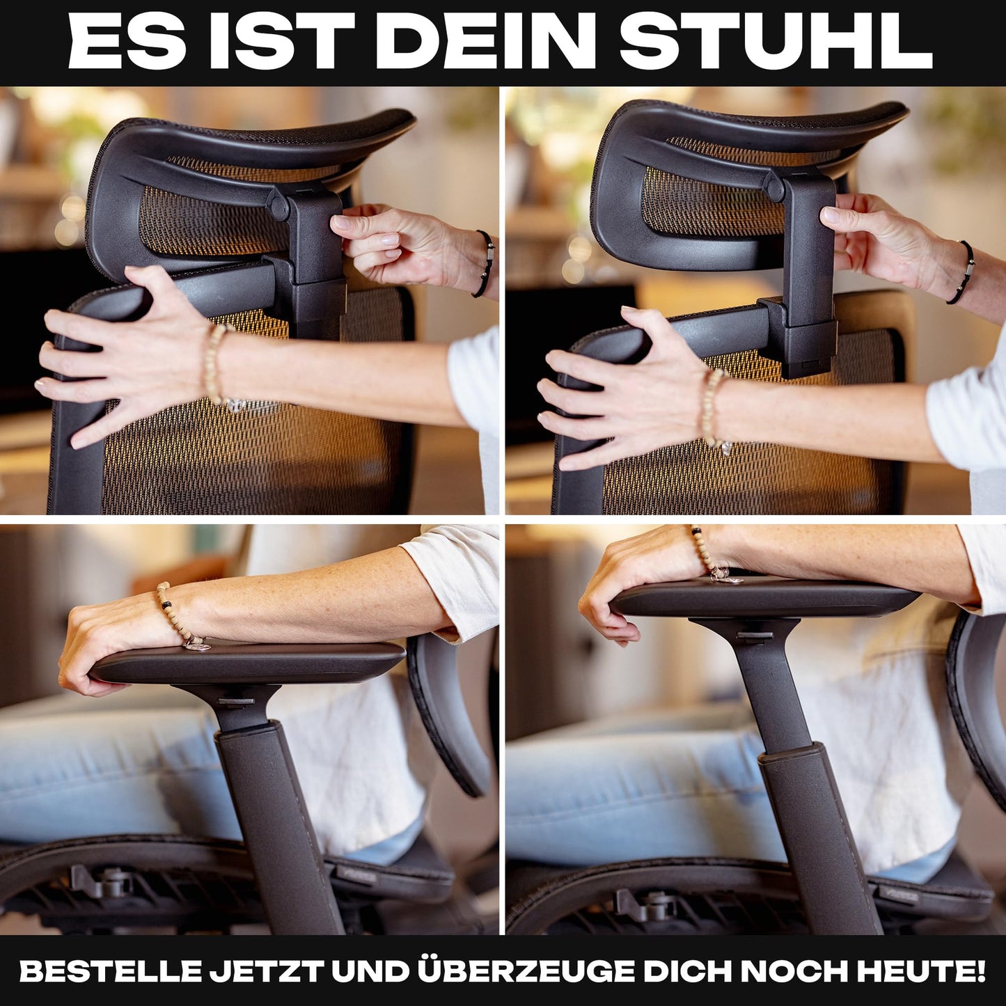 VALKENSTOL M6 Bürostuhl Ergonomisch - Auch für Grosse Menschen, Mesh-Sitz Ergonomischer Bürostuhl Chefsessel Bürostuhl Schreibtischstuhl Office Chair