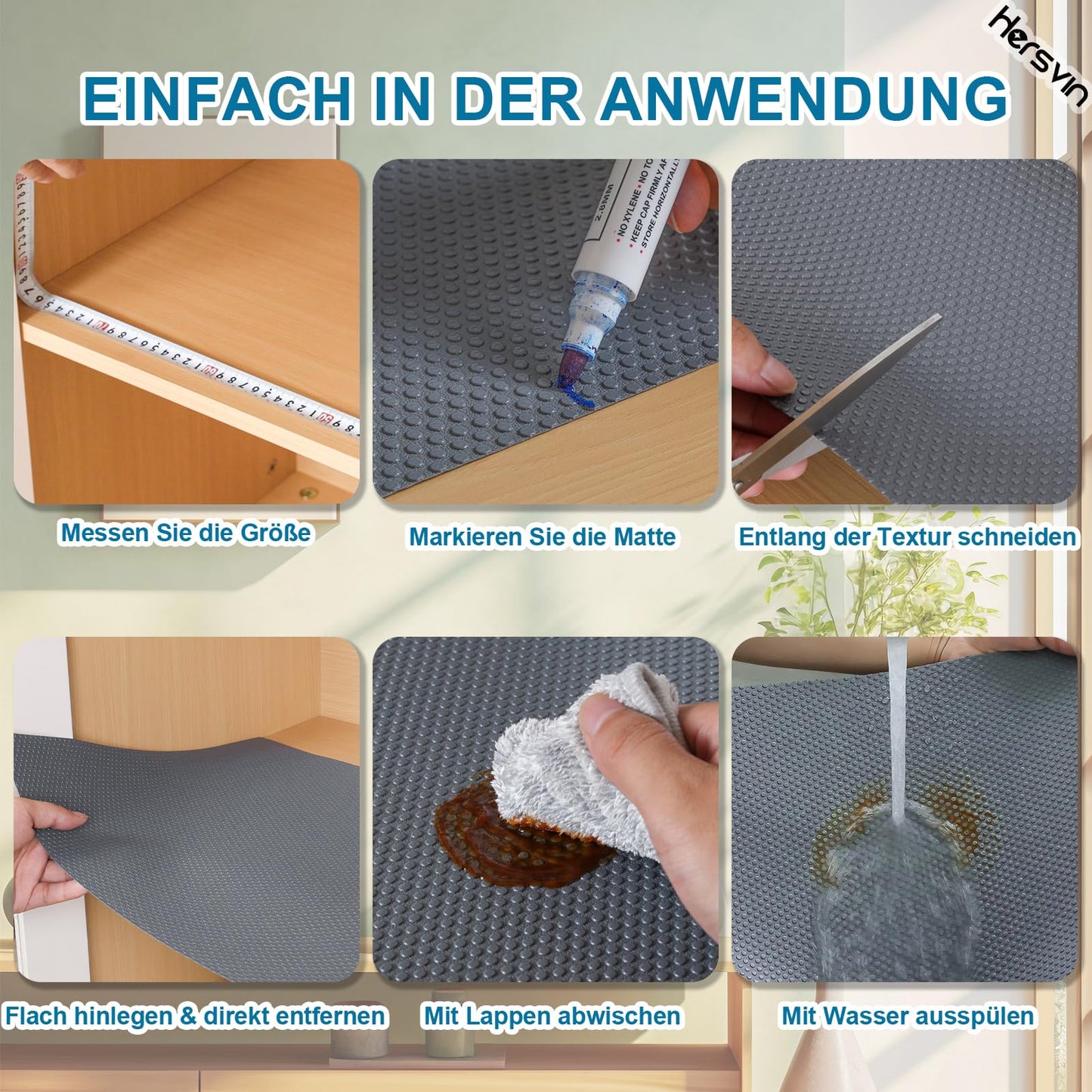 Hersvin Schubladenmatte (Übergröße) 60cmx500cm Schrankpapier Schubladeneinlage Eva Wasserfest Nicht Klebende Unterlage Teppich für Küchenschränke (Dunkelgrau/Punkt)