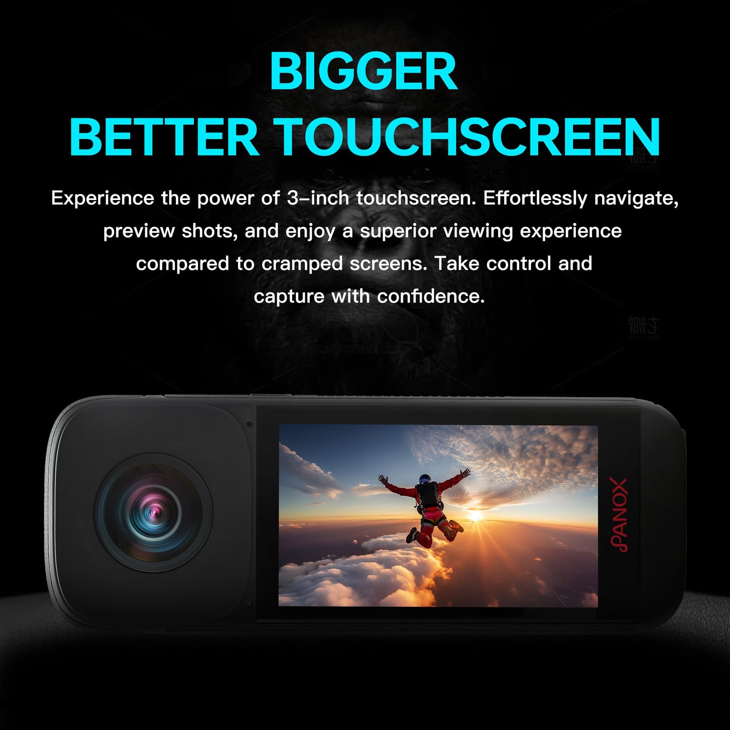 PANOX V2 360 Vlog Kamera mit 1/2" 48MP Sensoren, 5,7K 360 Video, 72MP 360 Foto, In-Kamera EIN-klick Schnellfreigabe, Multi-Plattform 4K 360 Live-Streaming, 3,0" Touchscreen, Schnellladung