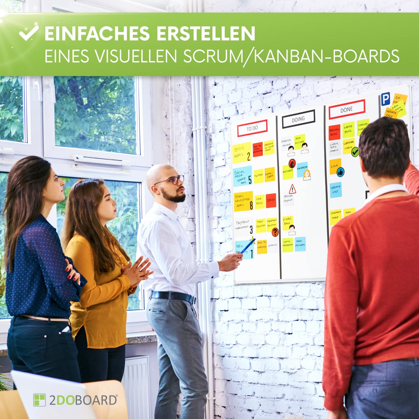 2DOBOARD Beschreibbare Magnete 15 x 10 cm für Kanban Board oder Scrum Tafel - 25 Stück - Scrum Karten für Whiteboard - Magnete zum beschriften - Magnetic Notes - Kanban Karten (Mix 5 Farben)