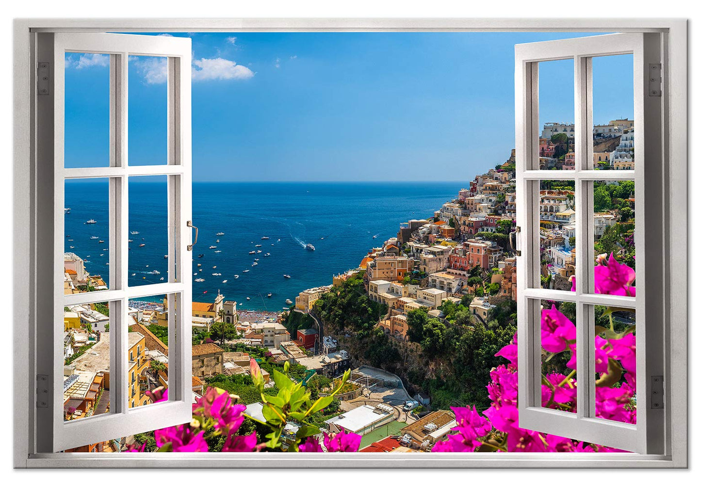 murando Wandbild Mega XXXL FensterblickEinteiliger XXL-Format Kunstdruck zur Selbstmontage Leinwandbilder moderne Bilder DIY Wanddekoration Wohnung Deko Positano Italy