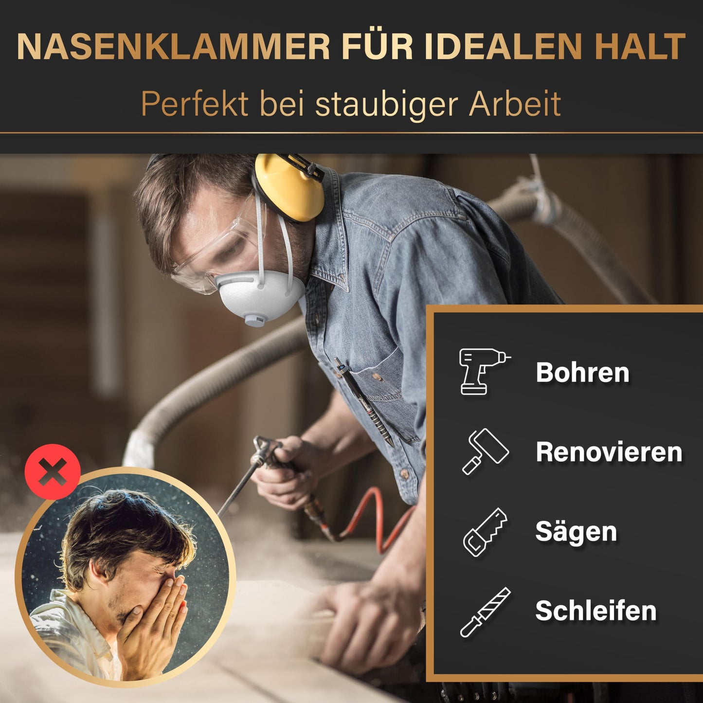 HELDENWERK Atemschutzmaske im 5er, 10er oder 20er Set - Atemmaske - Perfekt anpassbare FFP1 Mundschutz Maske - Feinstaubmaske, Staubschutzmaske für Schleifen etc