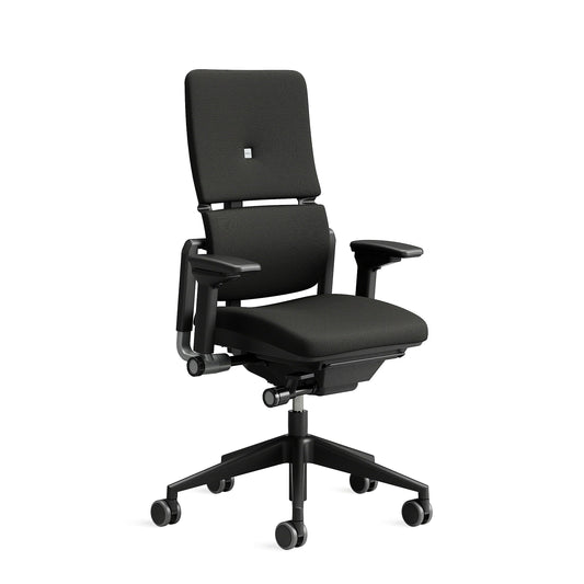 Steelcase Please Ergonomischer Bürodrehstuhl mit höhenverstellbarer Lumbalstütze Onyx Schwarz