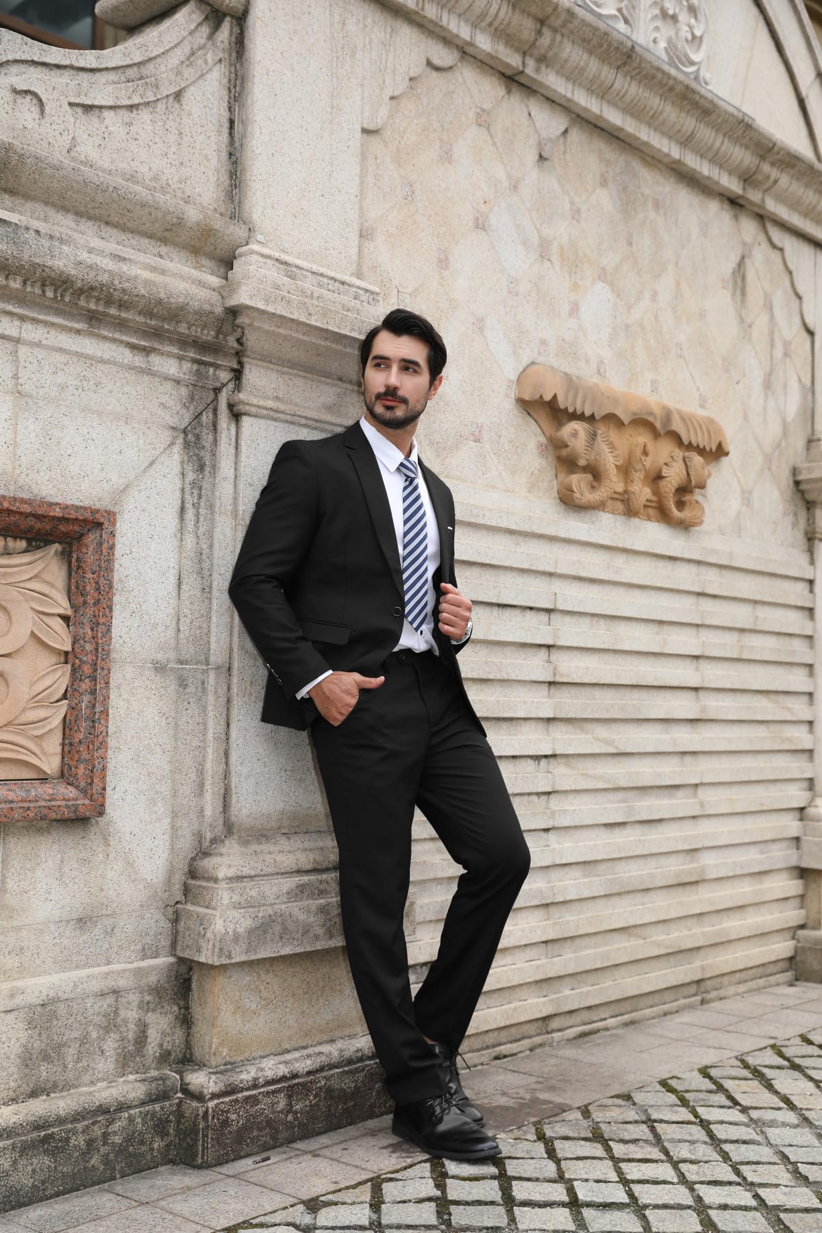 Allthemen Anzug Herren Anzüge Slim Fit 2 Teilig Business Herrenanzug Sakko Hose Schwarz L
