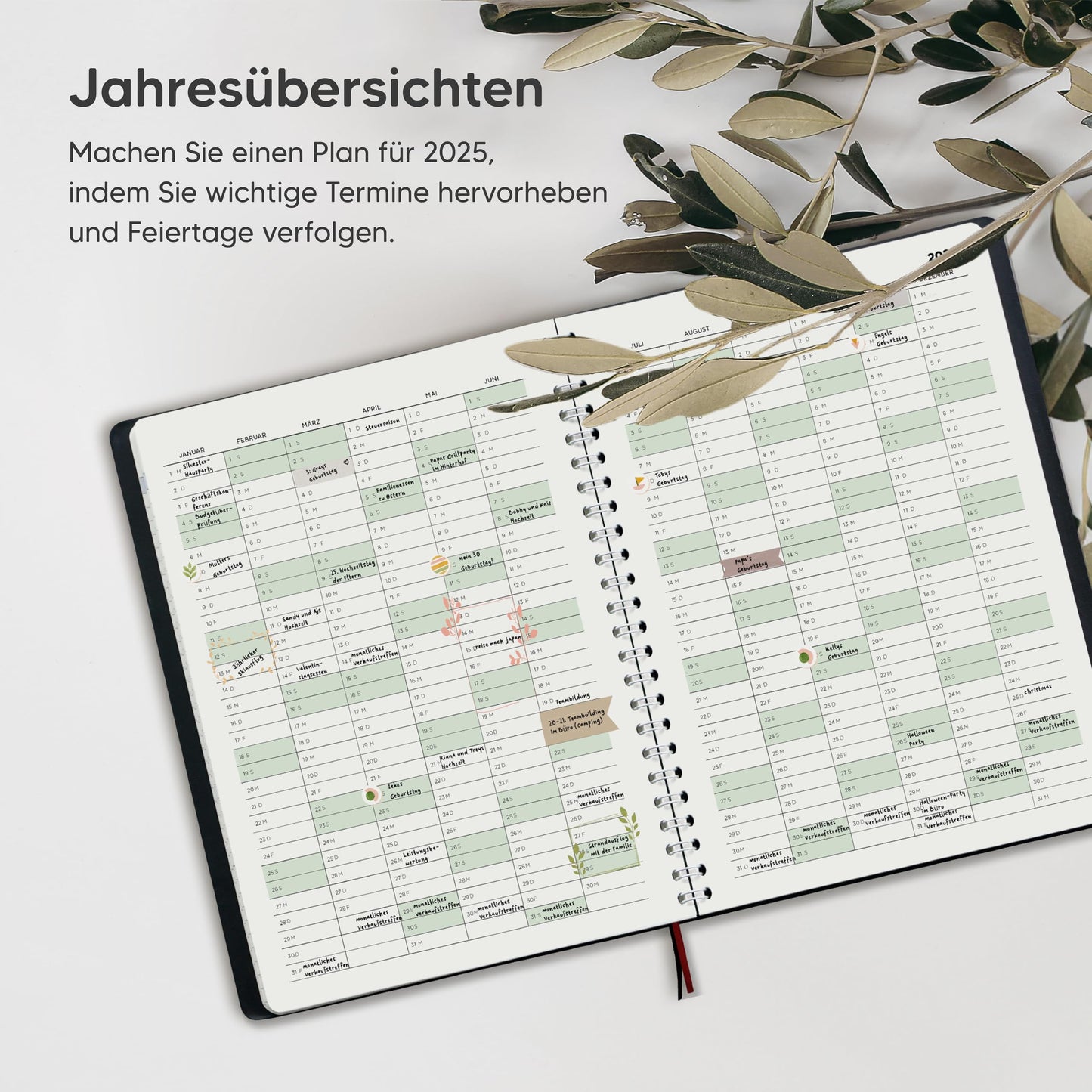 Terminplaner 2025 A5 von Smart Panda – Wochenplaner A5, Kalender 2025 – Softcover Tagebuch, 30 Minuten-Intervalle – Terminkalender, Planer 2025 – auf Deutsch